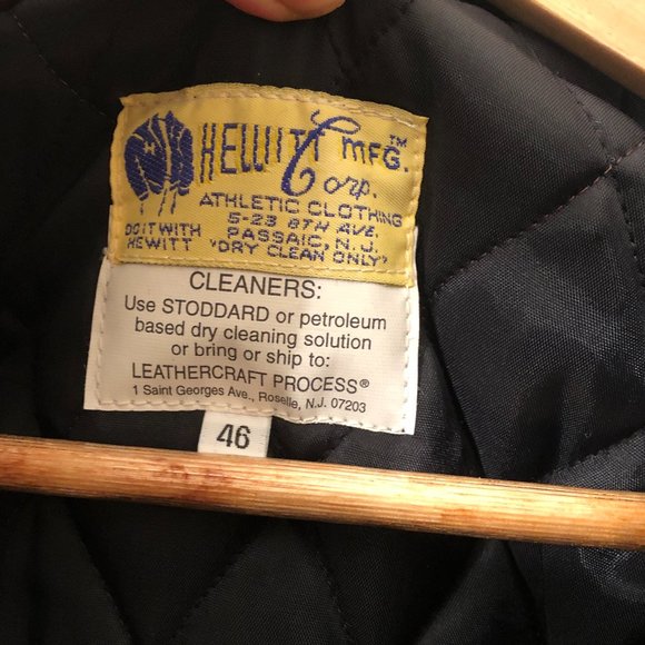 Hewitt vintage men varsity black leather and fabric jacket, XL - Picture 4 of 14